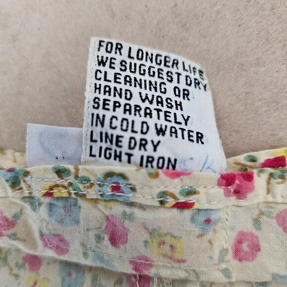 Midi A Line Dress Large Floral Yellow Button Pockets Boho Cottage Country Modest - Picture 9 of 10